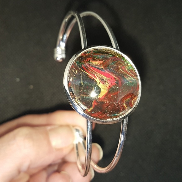 Handpainted Sterling Silver Bracelet - Picture 3 of 4